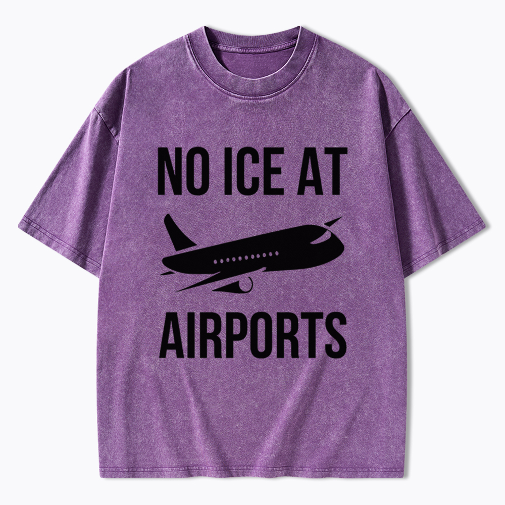No ICE at Airports Washed T-Shirt