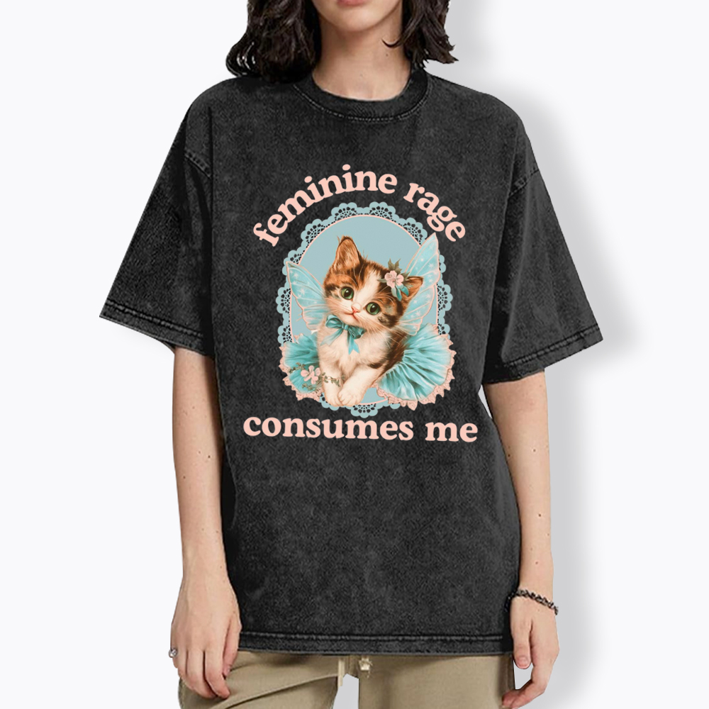 Feminine Rage Consumes Me Washed T-Shirt