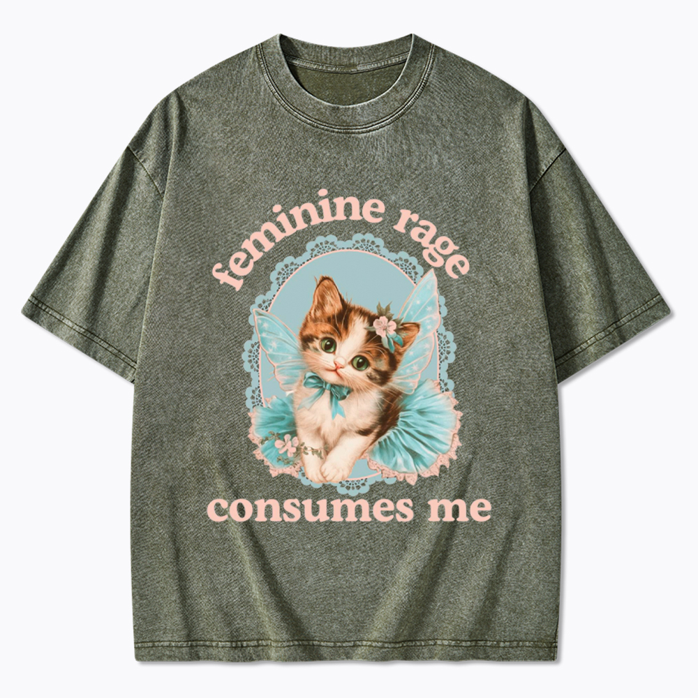 Feminine Rage Consumes Me Washed T-Shirt