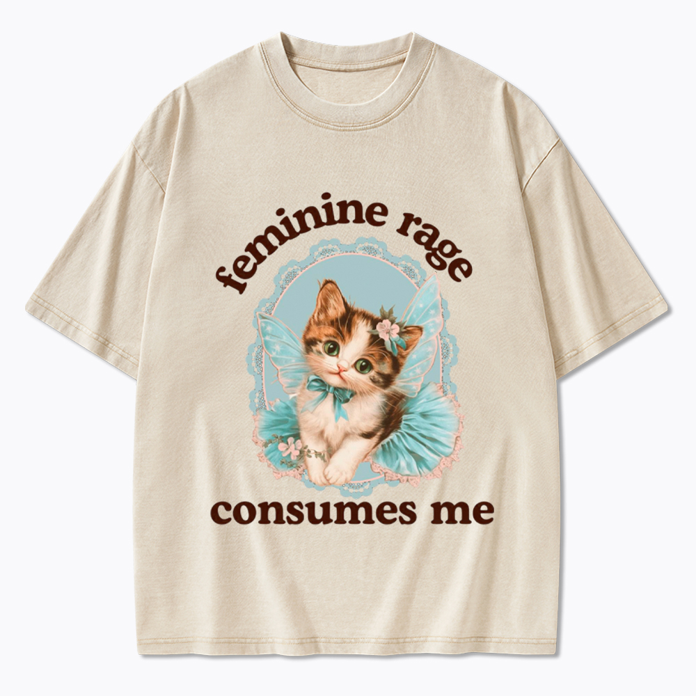 Feminine Rage Consumes Me Washed T-Shirt
