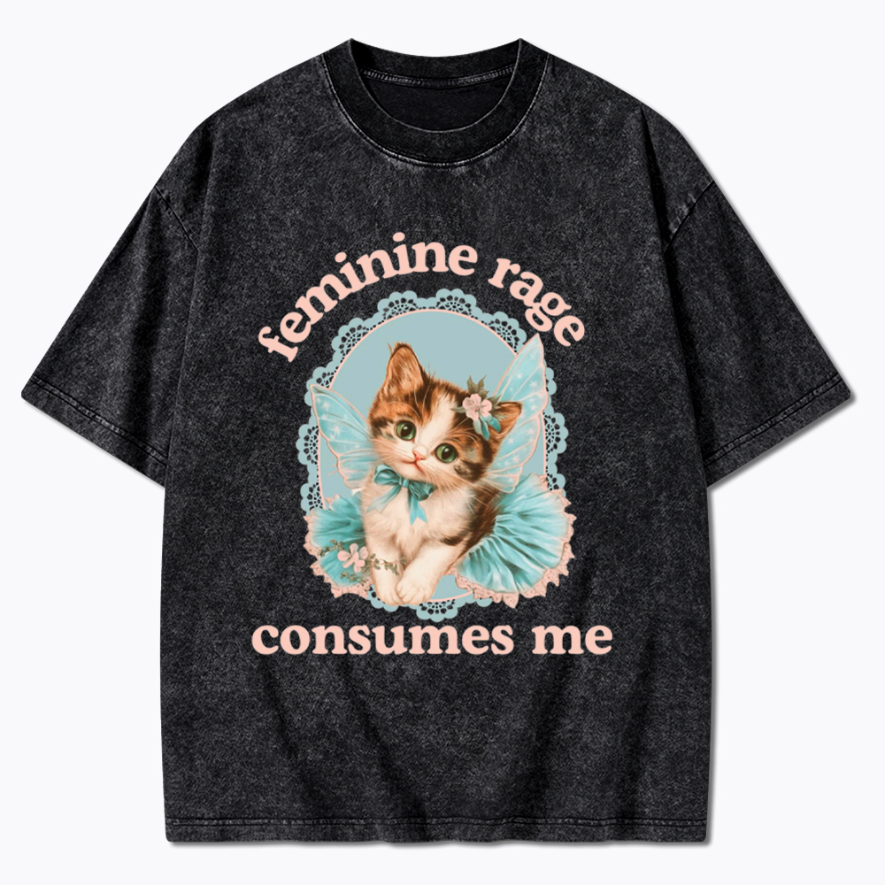 Feminine Rage Consumes Me Washed T-Shirt