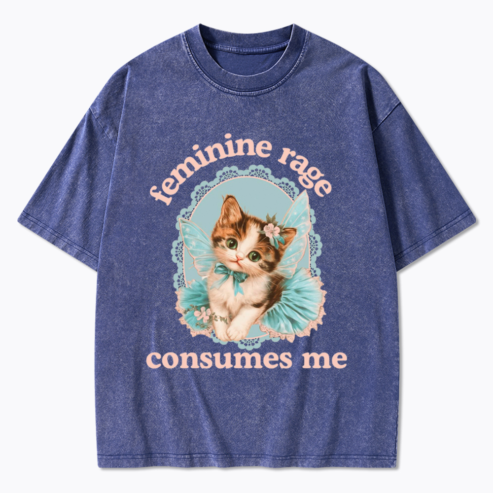 Feminine Rage Consumes Me Washed T-Shirt