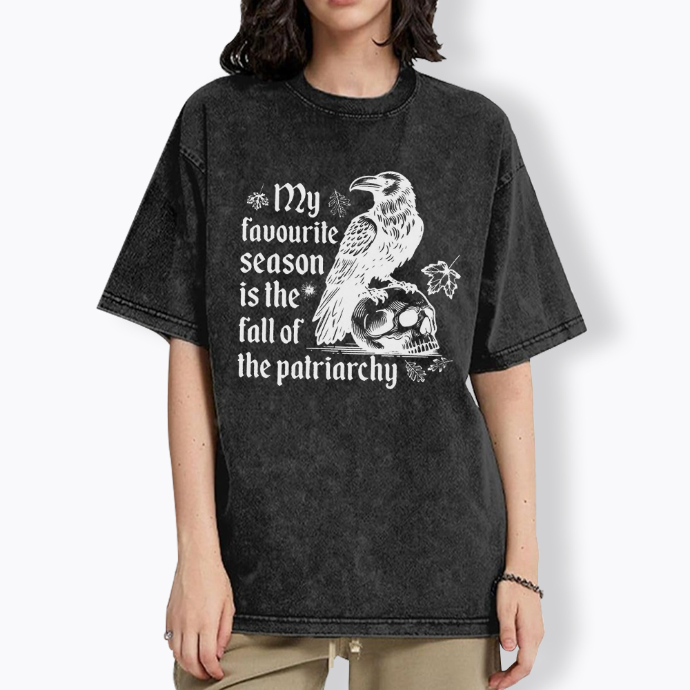 Fall of Patriarchy Skull Feminist Washed T-Shirt