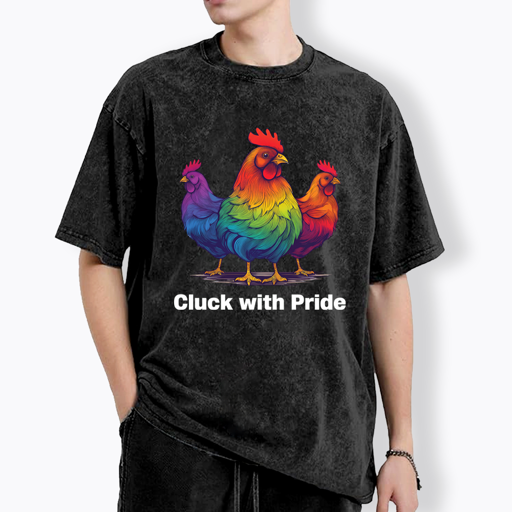 Rainbow Chicken LGBTQ Pride Washed T-Shirt