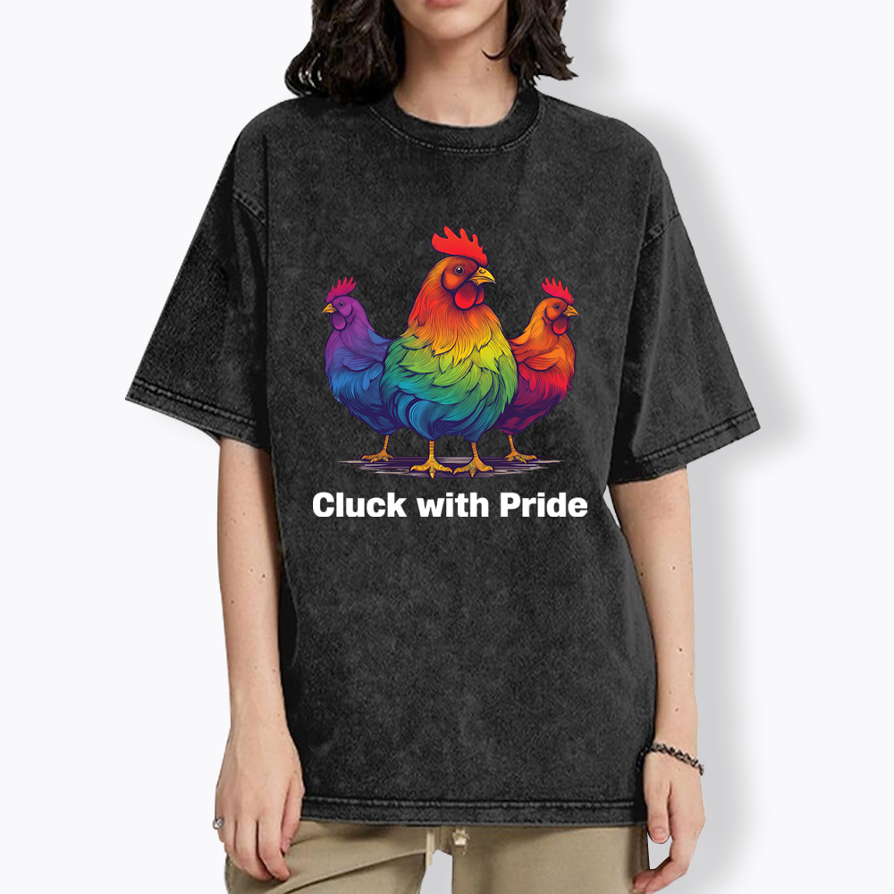 Rainbow Chicken LGBTQ Pride Washed T-Shirt