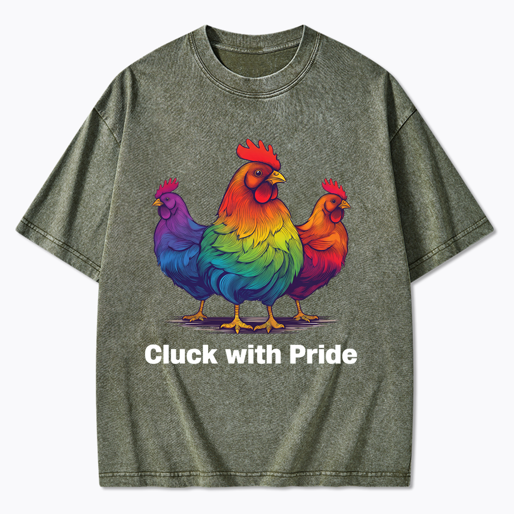 Rainbow Chicken LGBTQ Pride Washed T-Shirt