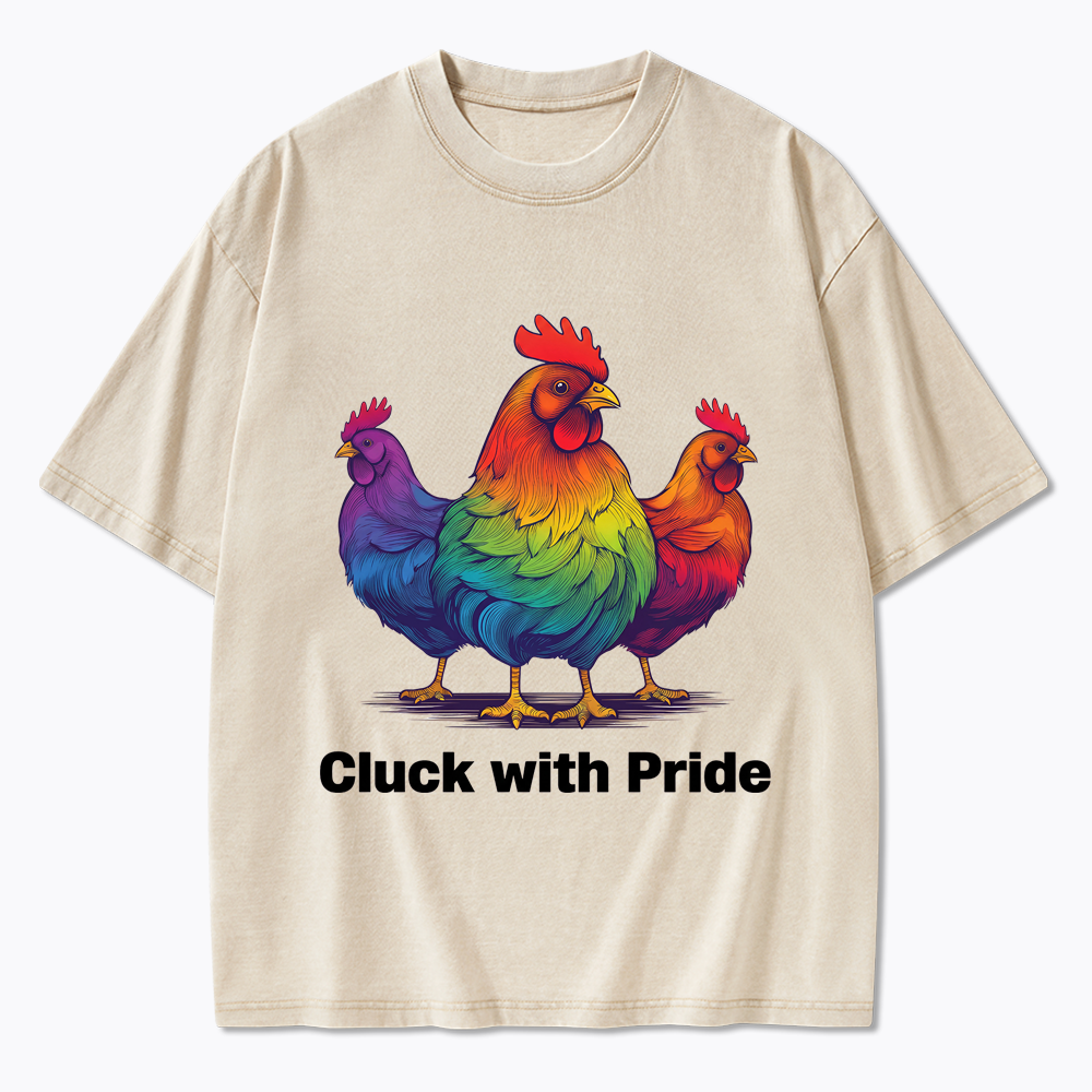 Rainbow Chicken LGBTQ Pride Washed T-Shirt