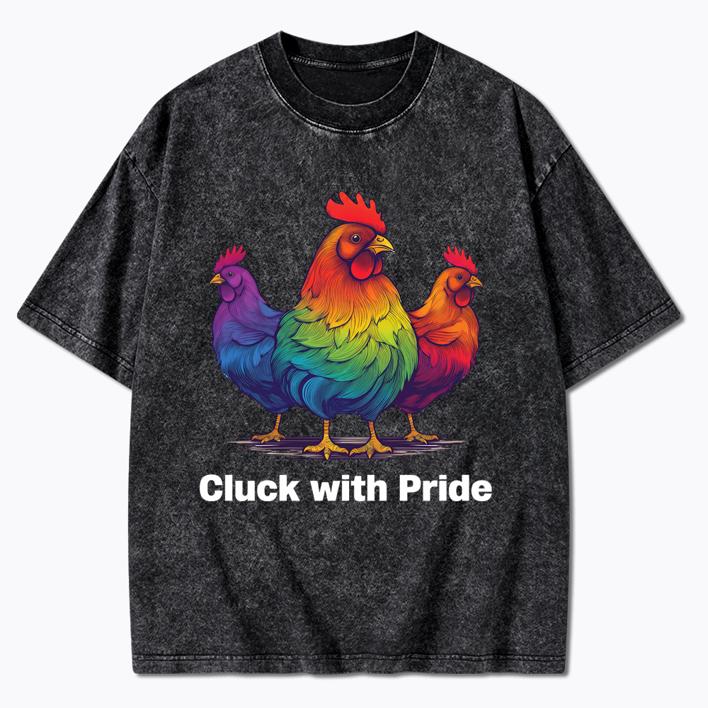 Rainbow Chicken LGBTQ Pride Washed T-Shirt