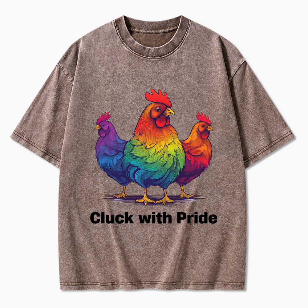 Rainbow Chicken LGBTQ Pride Washed T-Shirt