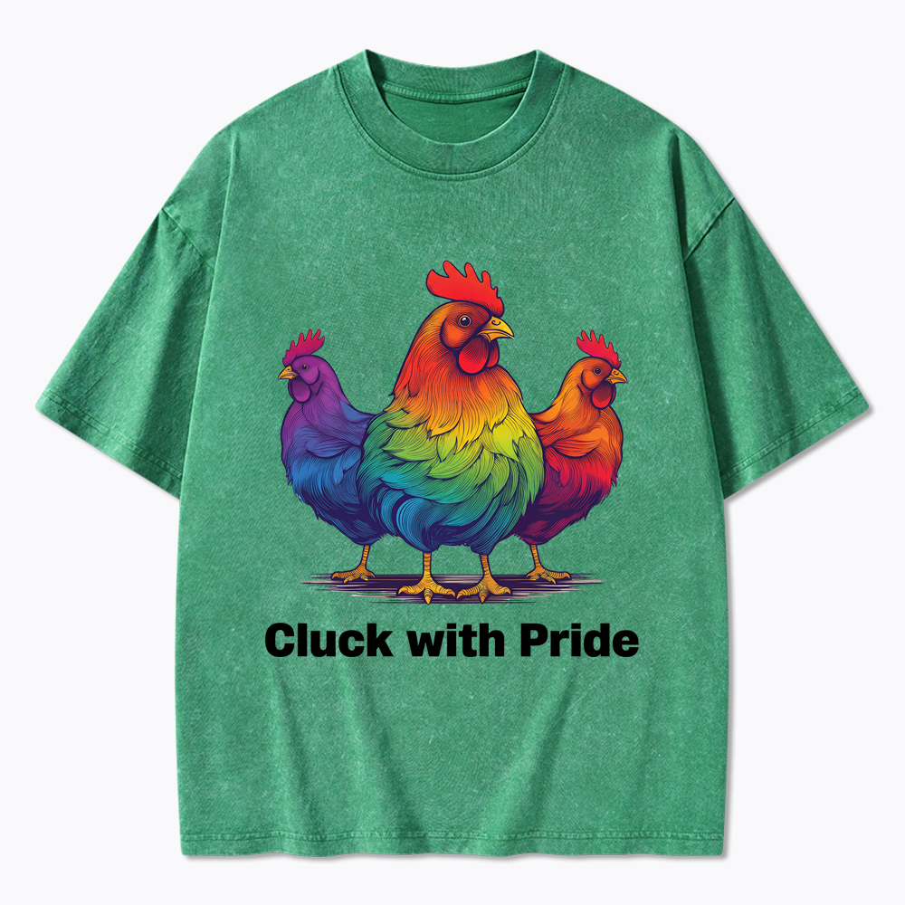 Rainbow Chicken LGBTQ Pride Washed T-Shirt