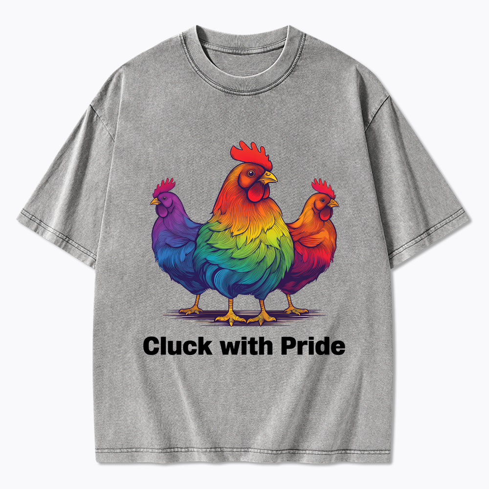 Rainbow Chicken LGBTQ Pride Washed T-Shirt