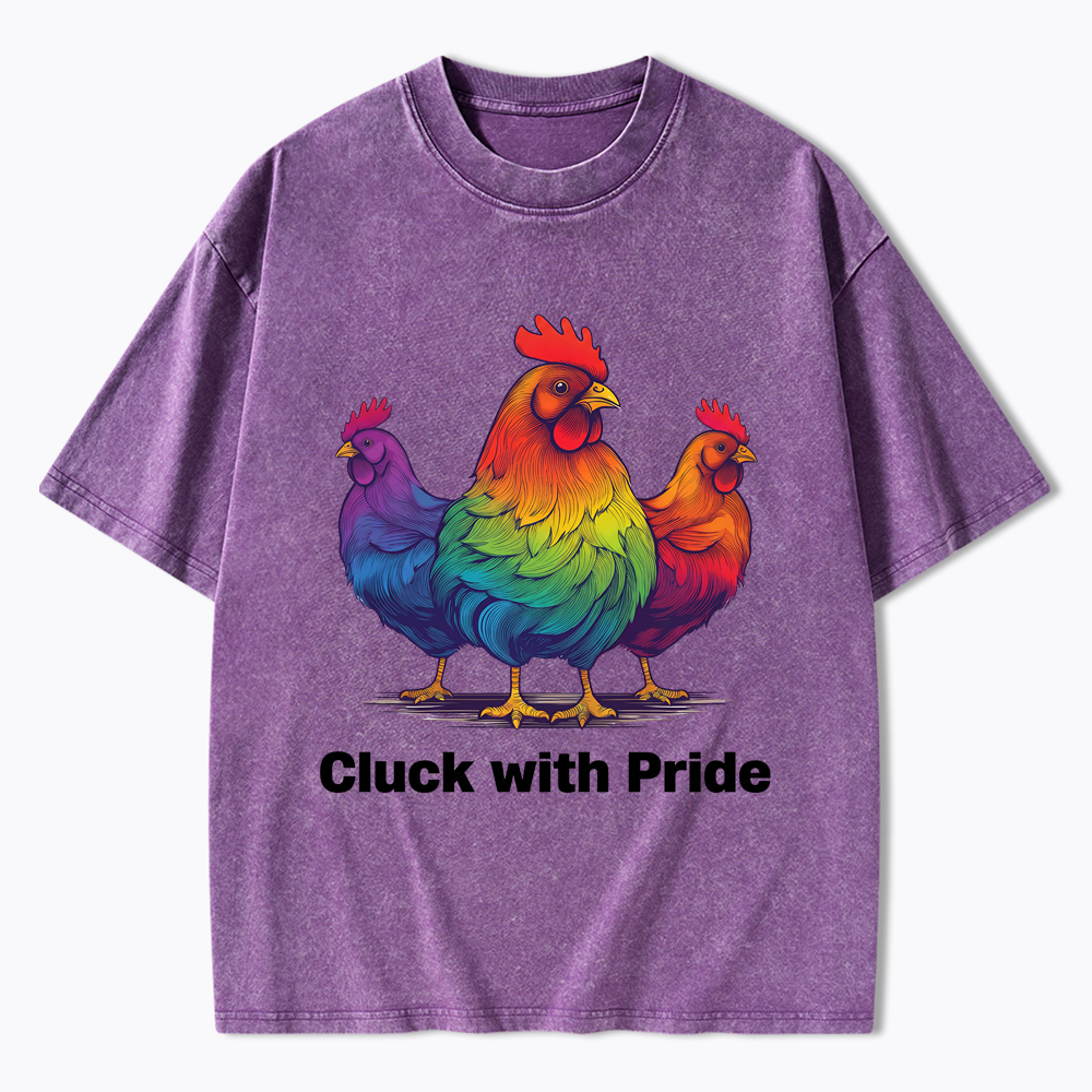 Rainbow Chicken LGBTQ Pride Washed T-Shirt