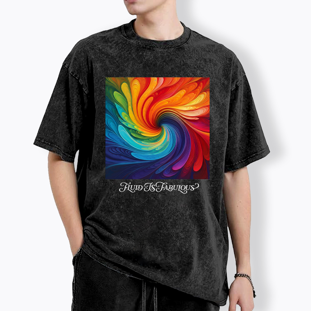 Rainbow Swirl Pride Washed T-Shirt