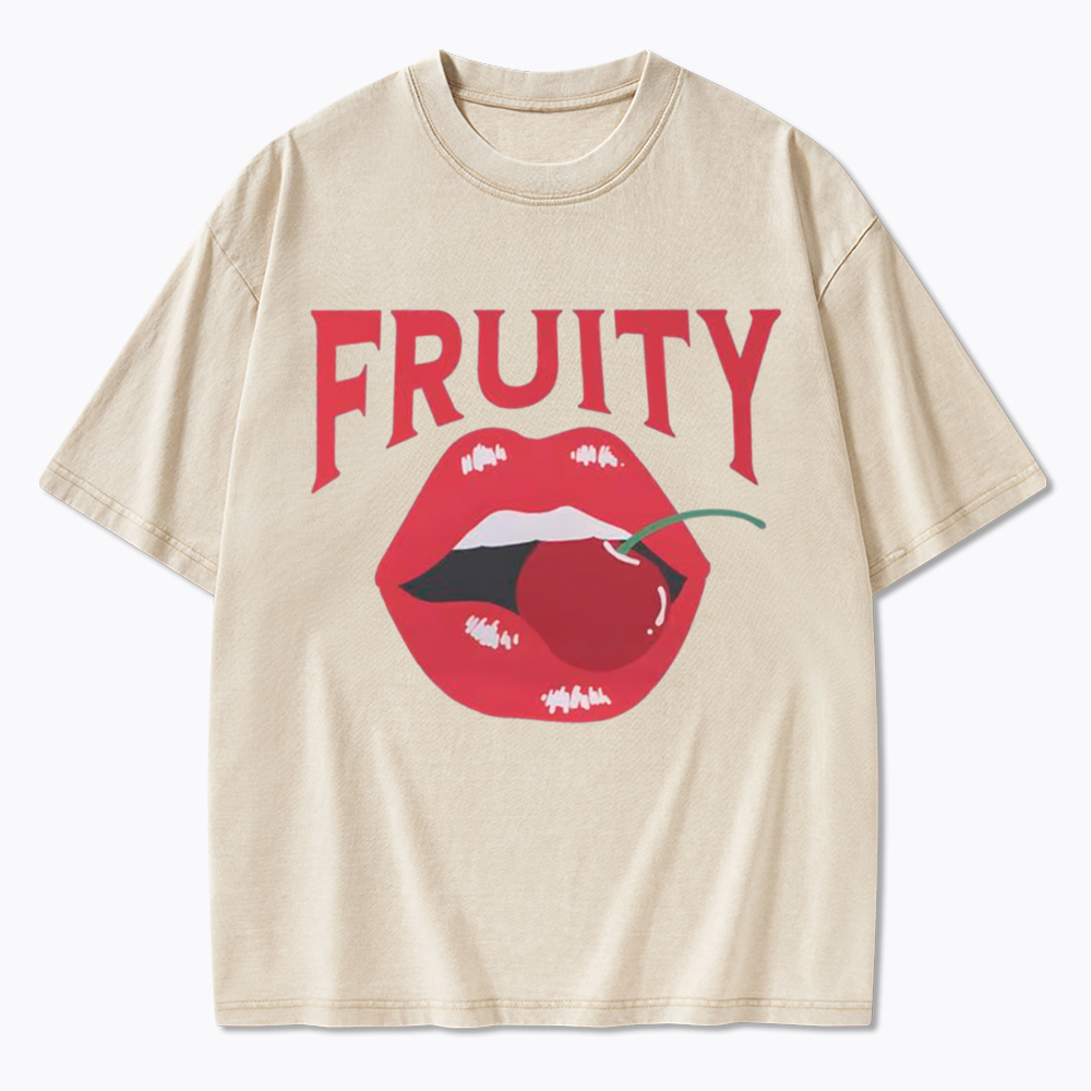 Fruity Lips Red Cherry Washed T-Shirt
