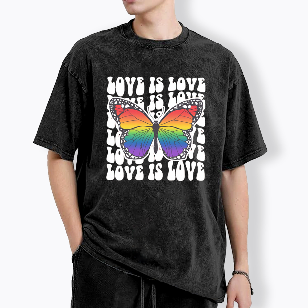 Rainbow Butterfly Washed T-Shirt