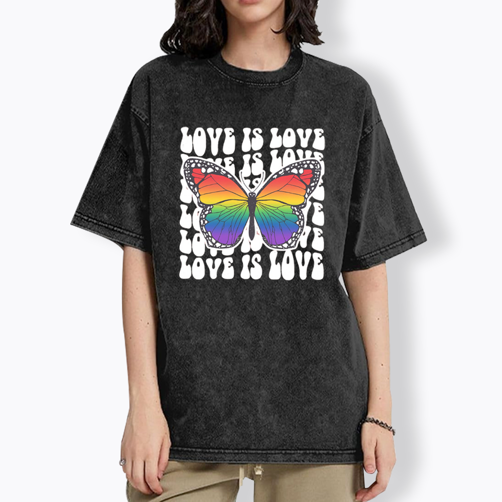 Rainbow Butterfly Washed T-Shirt