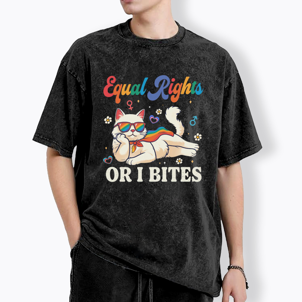Equal Rights Or I Bites Cat Washed T-Shirt
