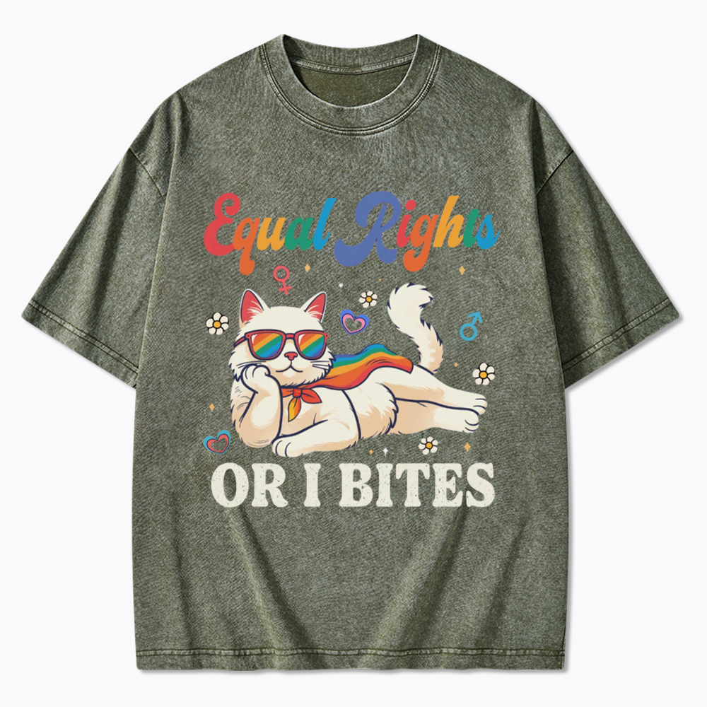 Equal Rights Or I Bites Cat Washed T-Shirt