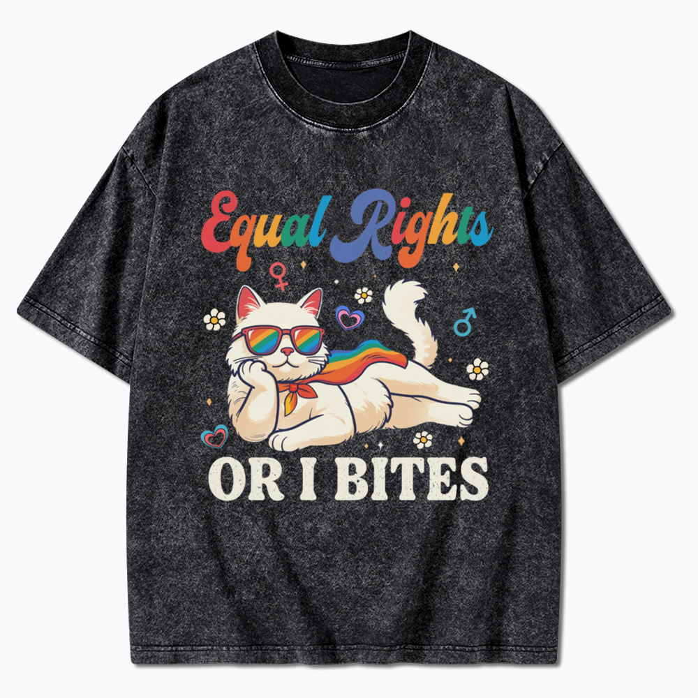 Equal Rights Or I Bites Cat Washed T-Shirt