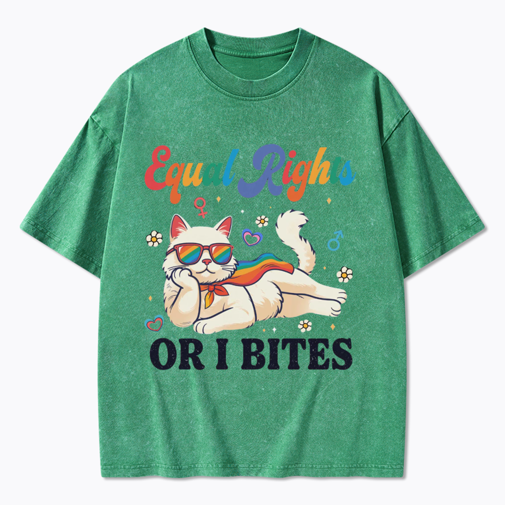 Equal Rights Or I Bites Cat Washed T-Shirt