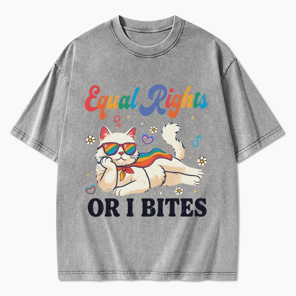 Equal Rights Or I Bites Cat Washed T-Shirt