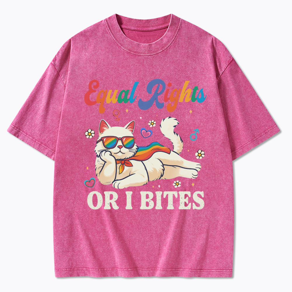 Equal Rights Or I Bites Cat Washed T-Shirt