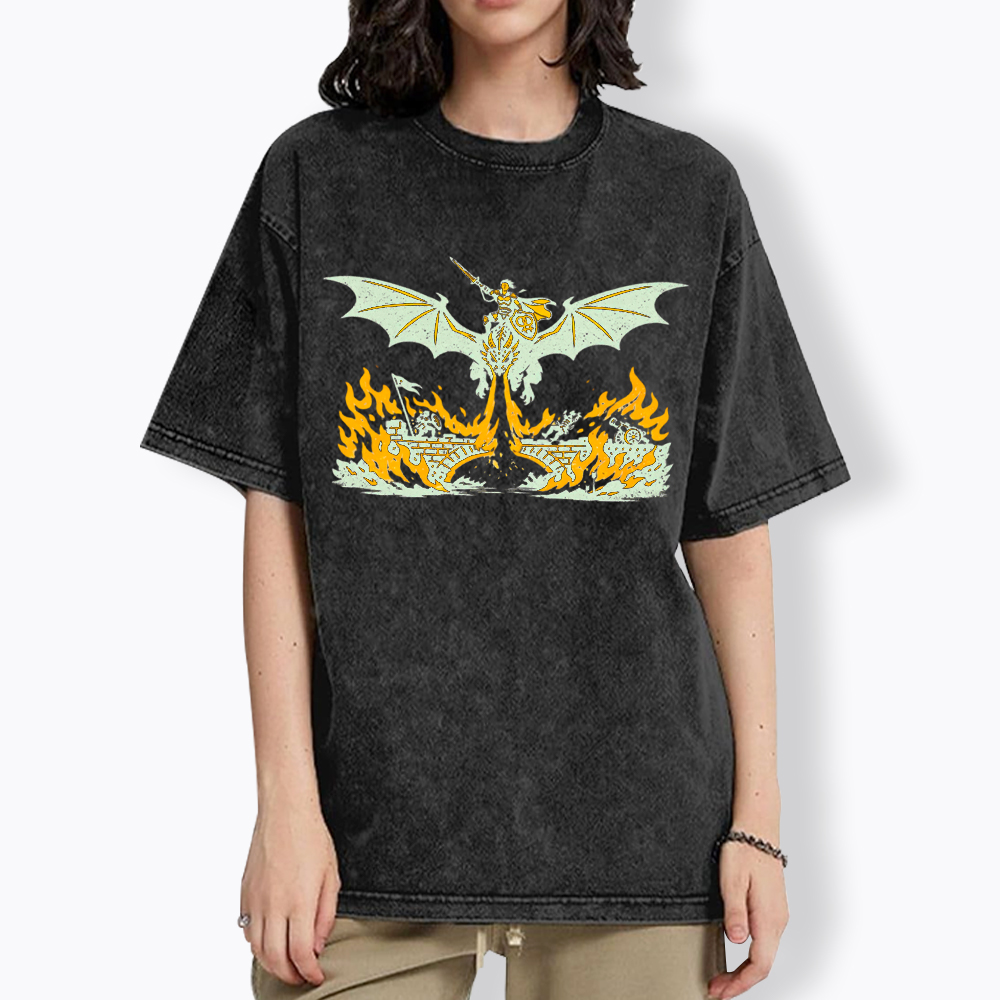 Subtle Lesbian Dragon Washed T-Shirt