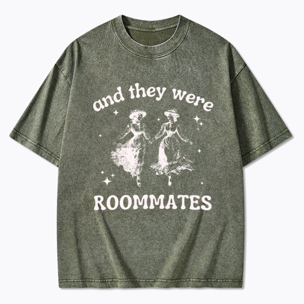 And They Were Roommates Lesbian Washed T-Shirt