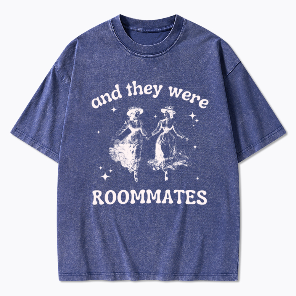 And They Were Roommates Lesbian Washed T-Shirt