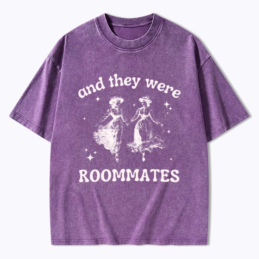 And They Were Roommates Lesbian Washed T-Shirt