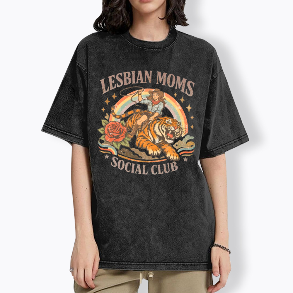 Lesbian Mom Washed T-Shirt