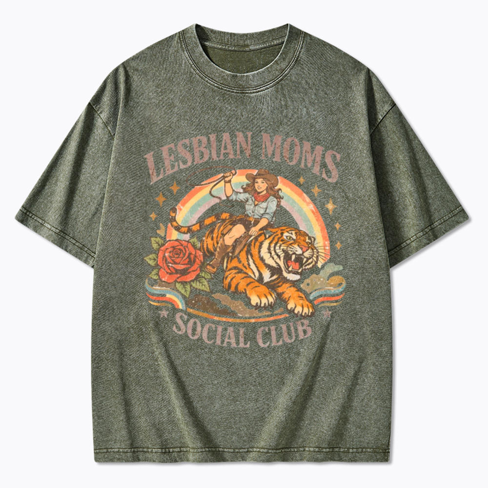 Lesbian Mom Washed T-Shirt