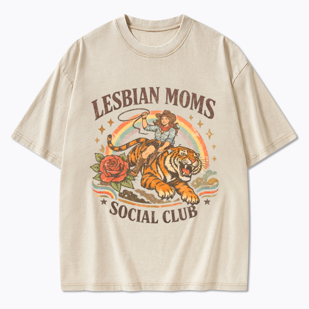 Lesbian Mom Washed T-Shirt