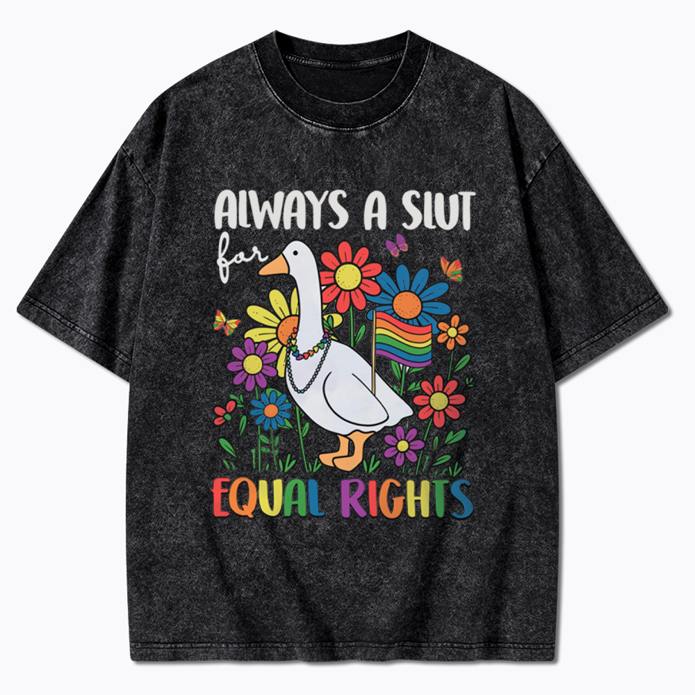 Always A Slut Equal Rights Cute Lgbt Goose Washed T-Shirt