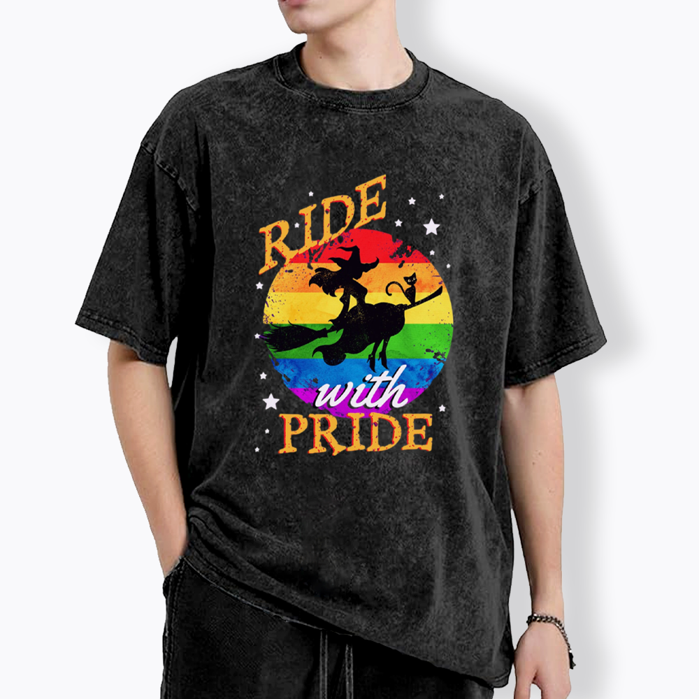 Ride with Pride Rainbow Washed T-Shirt
