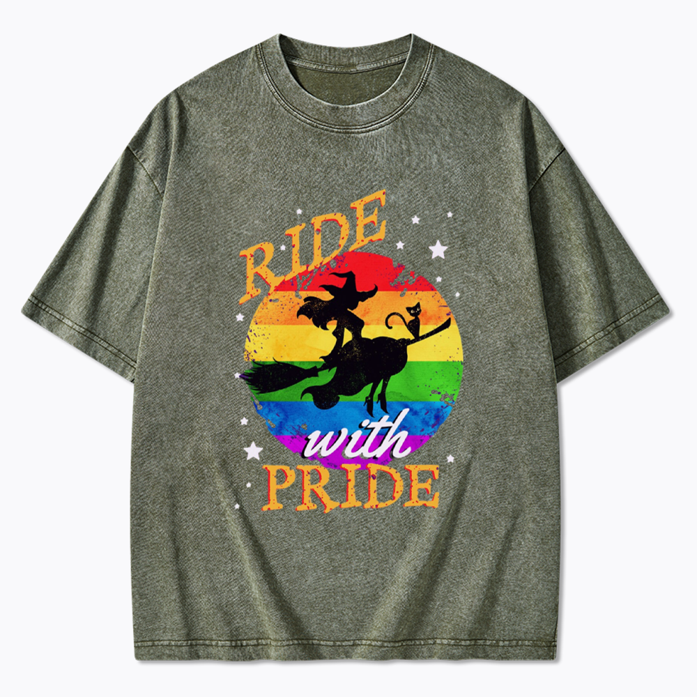 Ride with Pride Rainbow Washed T-Shirt