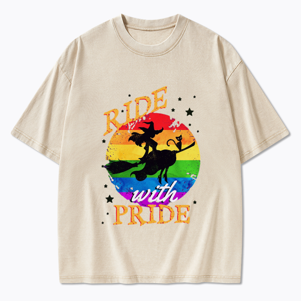 Ride with Pride Rainbow Washed T-Shirt