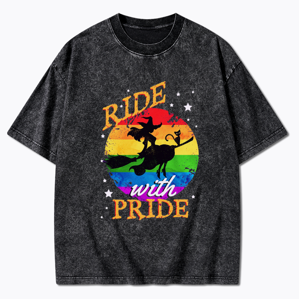 Ride with Pride Rainbow Washed T-Shirt