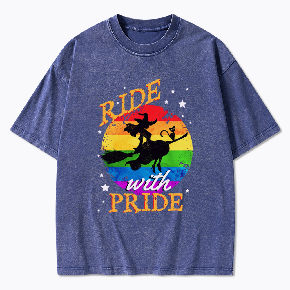 Ride with Pride Rainbow Washed T-Shirt