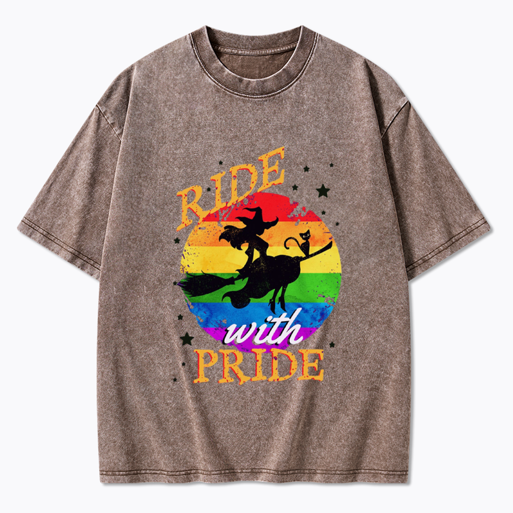 Ride with Pride Rainbow Washed T-Shirt