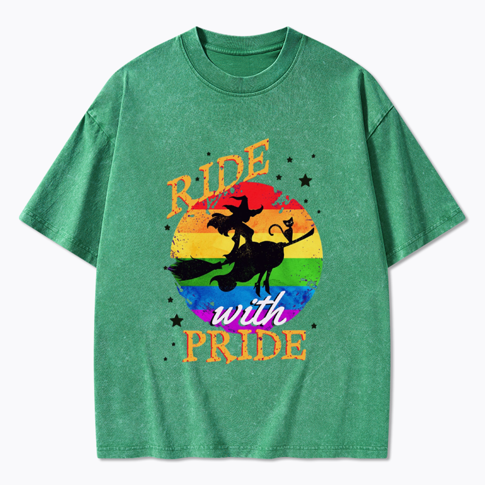 Ride with Pride Rainbow Washed T-Shirt