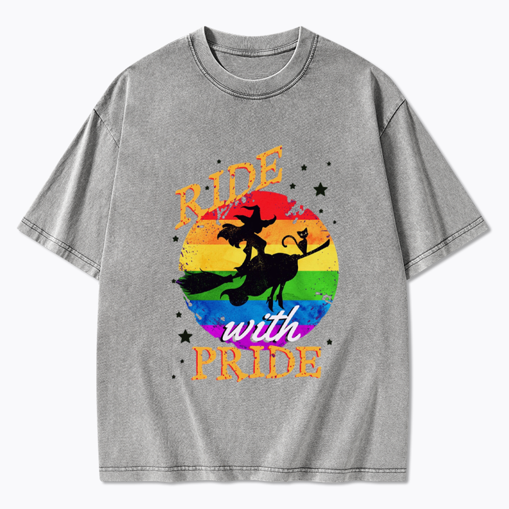 Ride with Pride Rainbow Washed T-Shirt