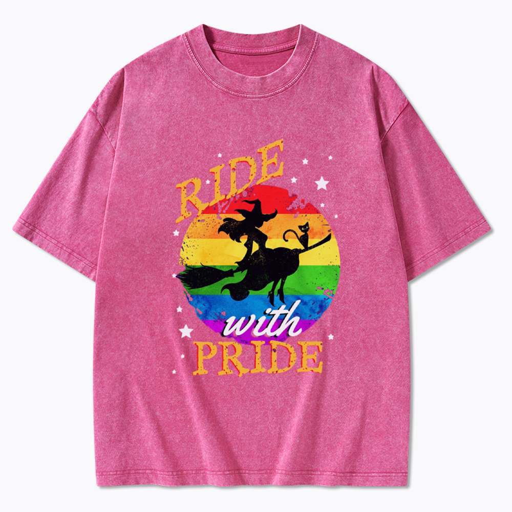 Ride with Pride Rainbow Washed T-Shirt