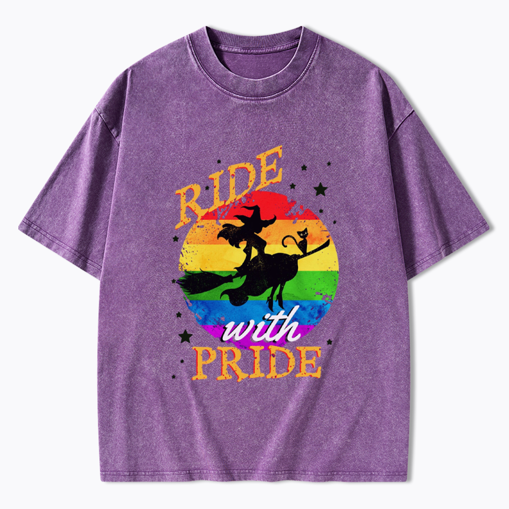 Ride with Pride Rainbow Washed T-Shirt