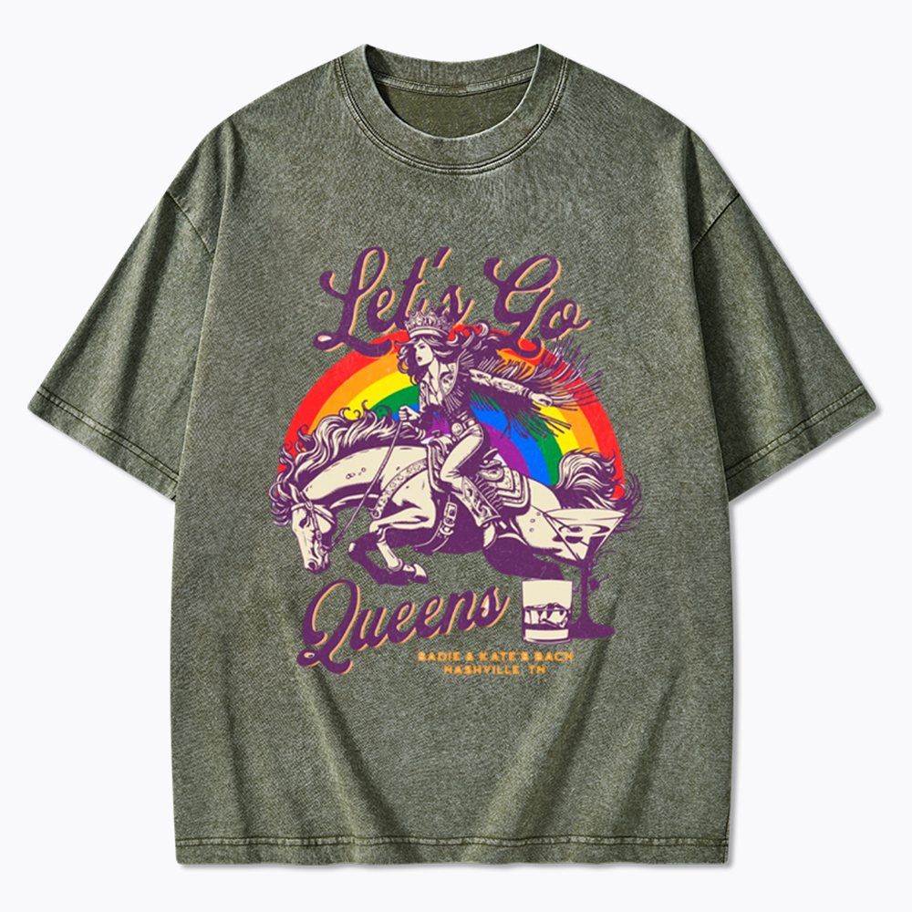 Let's Go Queens Bachelorette Party Washed T-Shirt