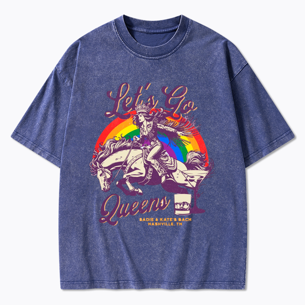 Let's Go Queens Bachelorette Party Washed T-Shirt