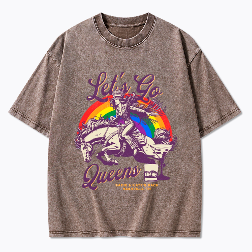 Let's Go Queens Bachelorette Party Washed T-Shirt