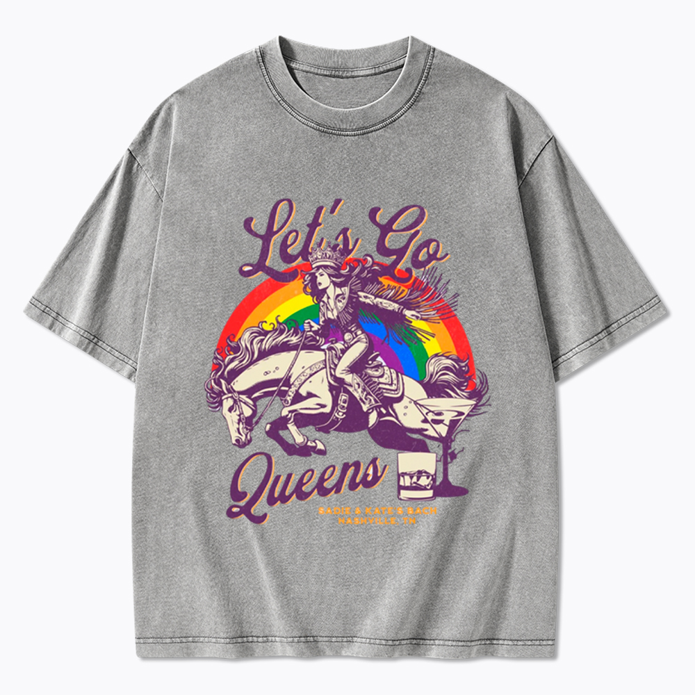 Let's Go Queens Bachelorette Party Washed T-Shirt