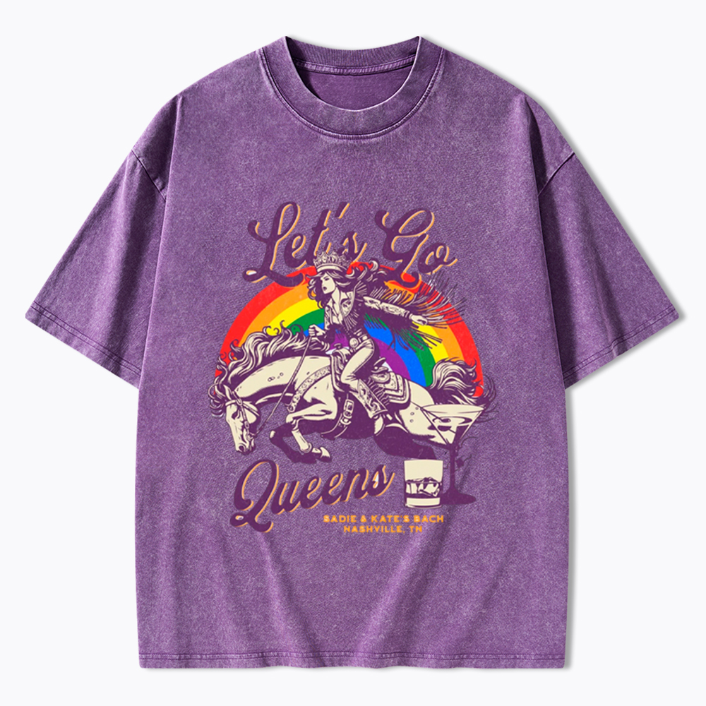 Let's Go Queens Bachelorette Party Washed T-Shirt