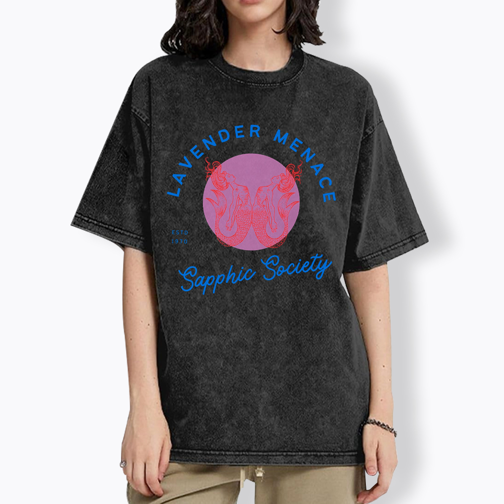 Lavender Menace Subtle Lesbian Washed T-Shirt